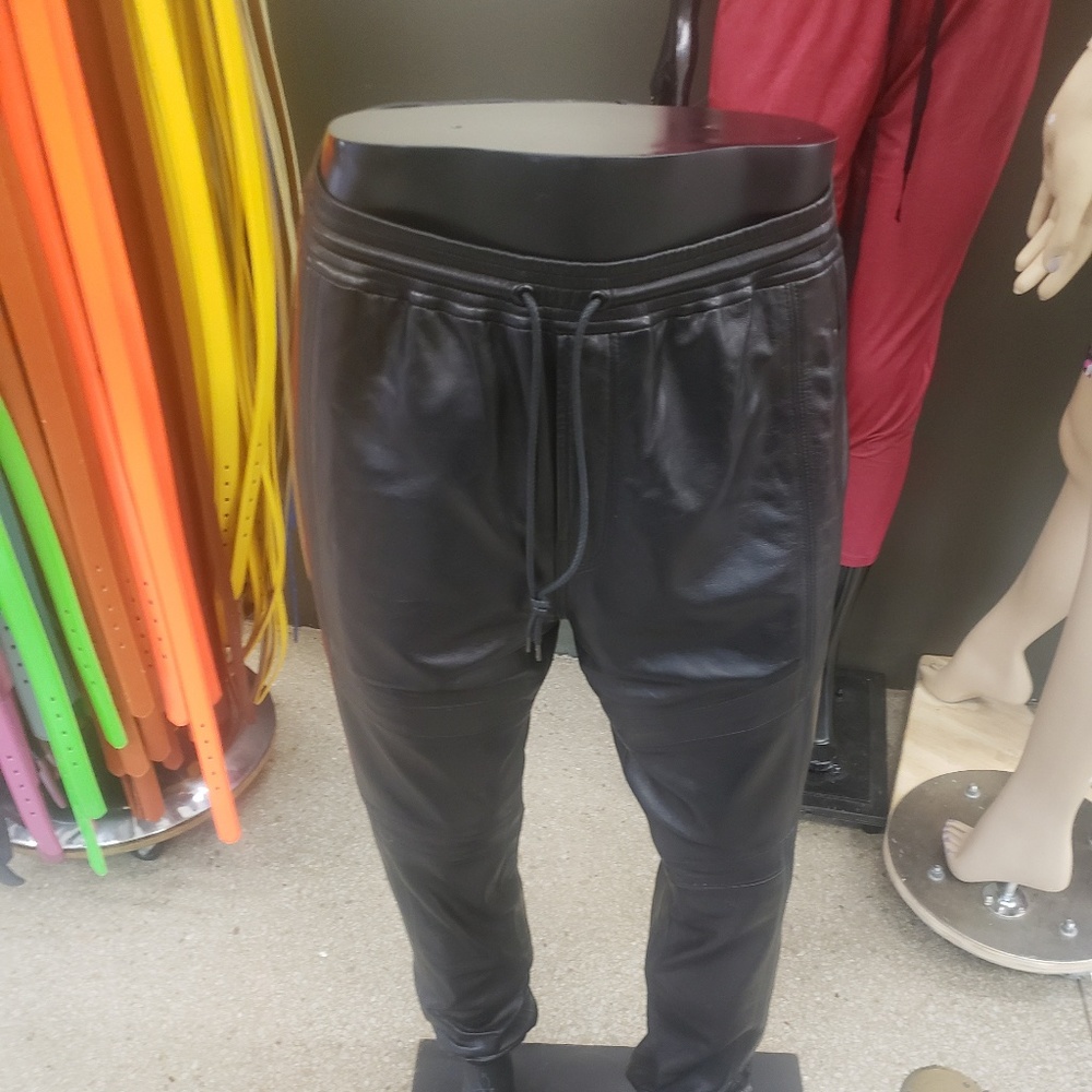 Mens leather joggers by j brand